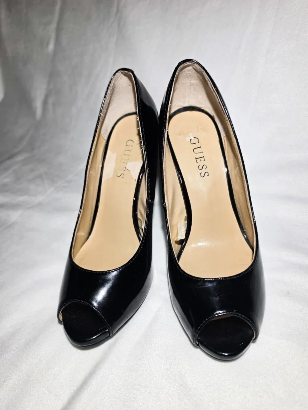 Black GUESS peep toe vintage heels size 6 Victorian Business Fashion